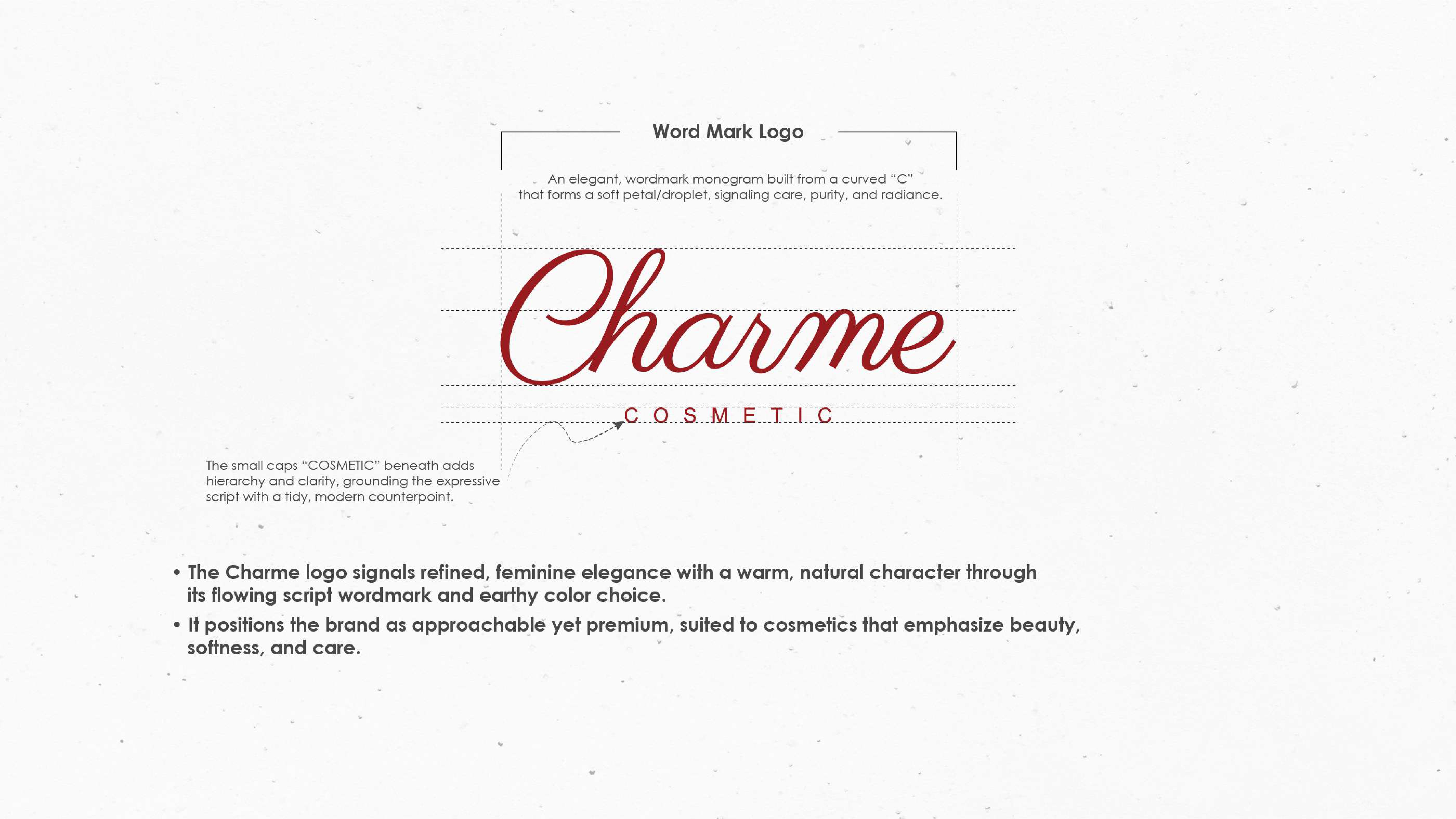 Charme wordmark logo design and grid